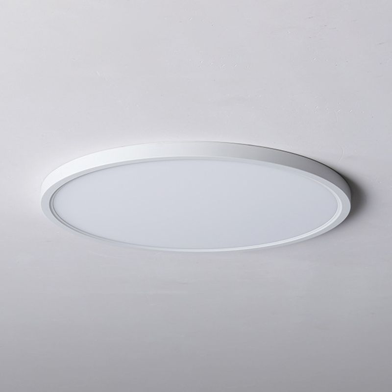 White Round Ceiling Mount Light Modern Style LED with Plastic Shade for Bedroom