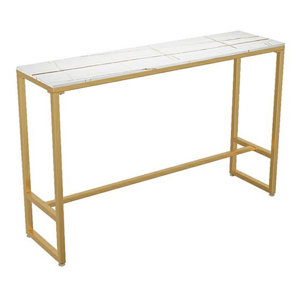 Stone Bar Dining Table Glam Style Rectangle Bar Table with Trestle for Milk Tea Shop