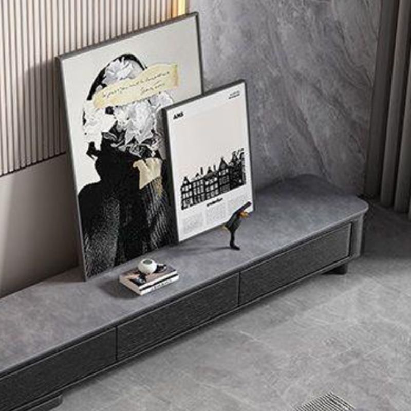 Contemporary TV Media Console Stone Stand Console with Drawers