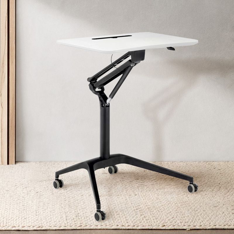 Rectangular Shaped Standing Desk Wood Adjustable with Aluminium Legs