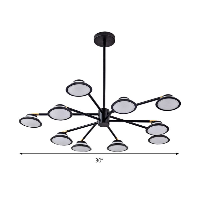 Black Starburst Chandelier Light Contemporary 10 Heads Metal Pendant Light Kit for Living Room