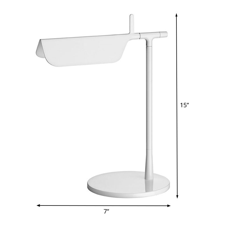 LED Triangular Desk Light Contemporary Metal Nightstand Lamp in White for Bedroom