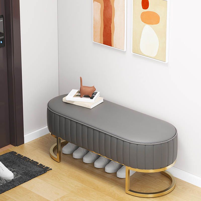 Metal Entryway Bench Modern Seating Bench with Upholstered , 17.55-inch W