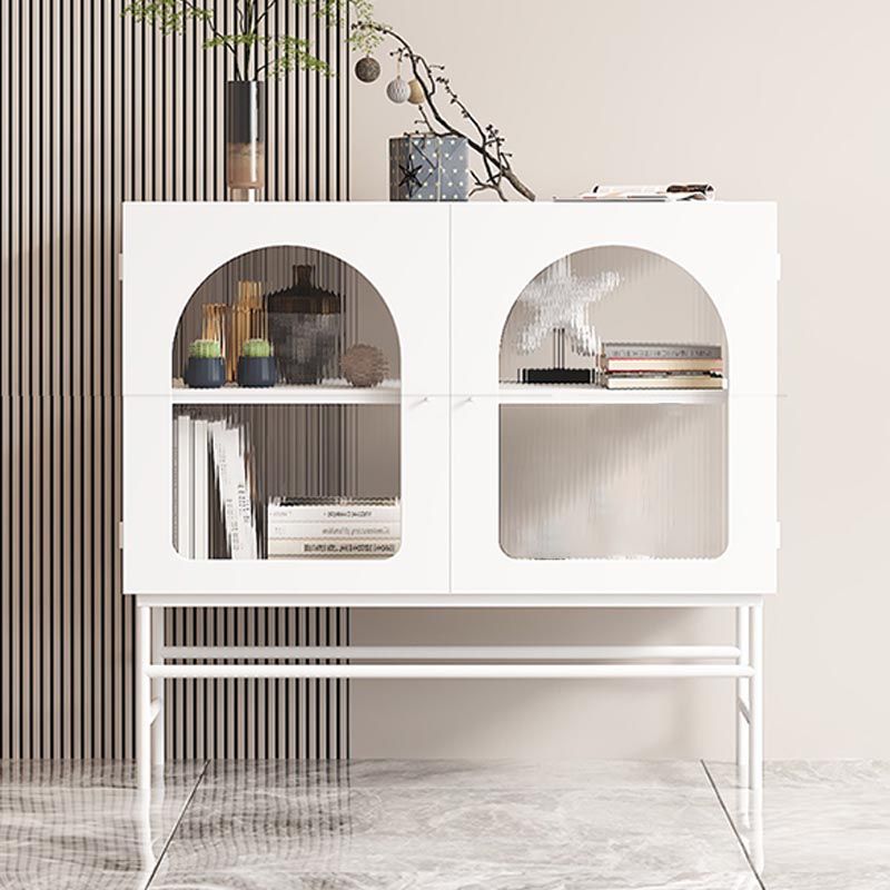 Modern Metal Dining Server with Cabinets Matte Finish Sideboard with Legs