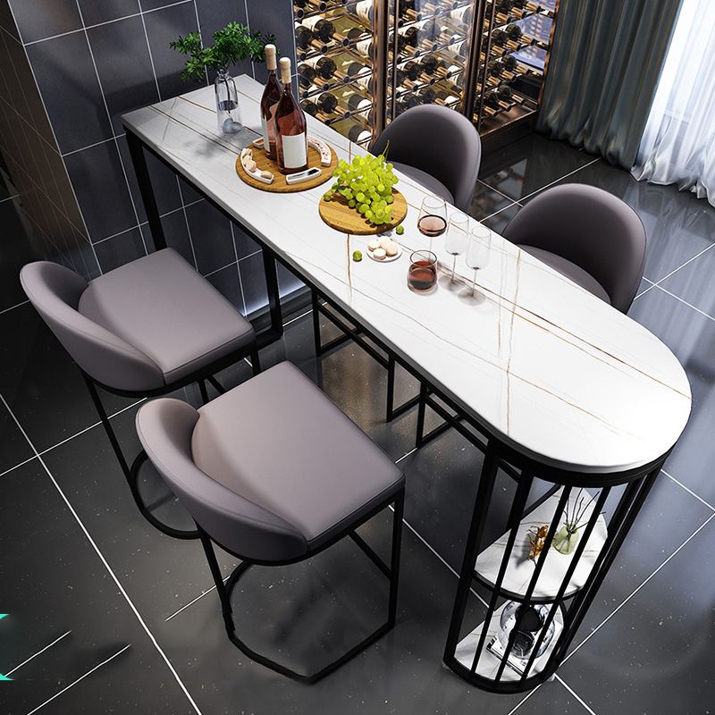 Modern Stone Bar Dining Table Ellipse Bar Table for Small Places