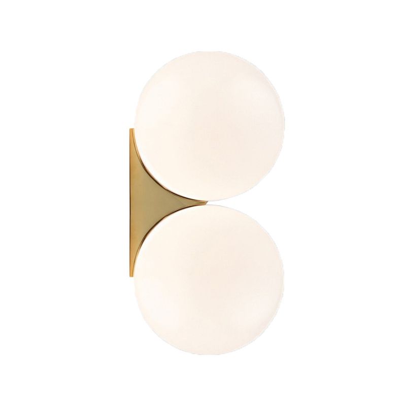 1 / 2 - Light Cream White Bathroom Vanity Lighting in Gold Iron and Glass Bath Sconce
