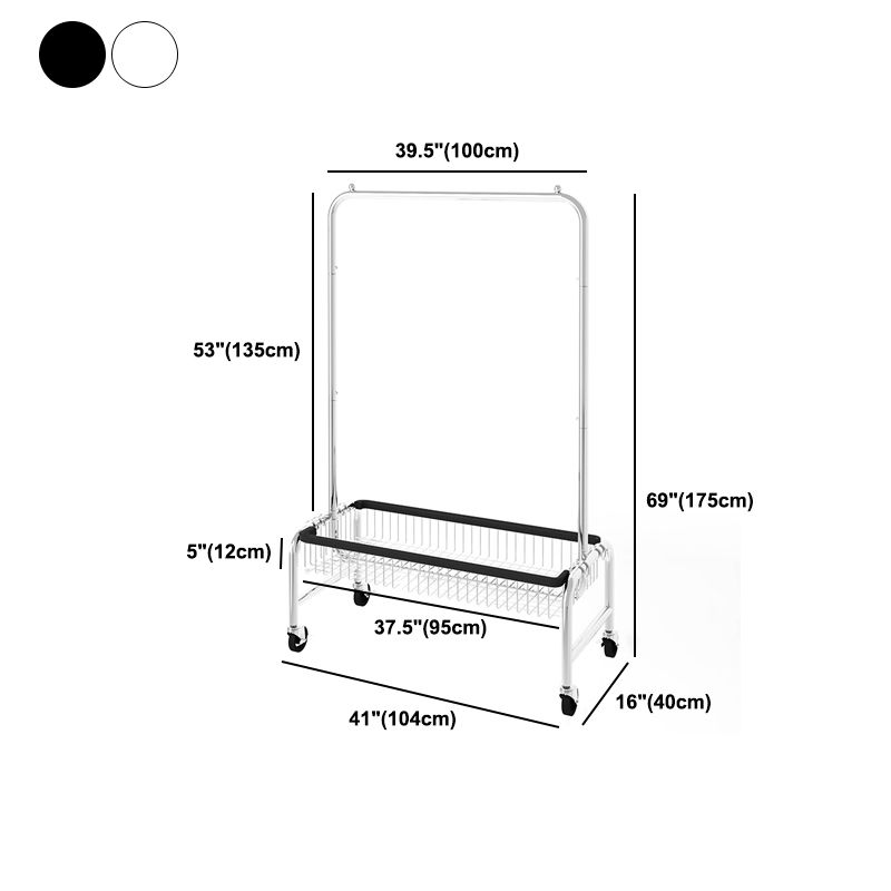 Contemporary Coat Rack Metal Storage Baskets Included Free Standing Silver Hall Tree