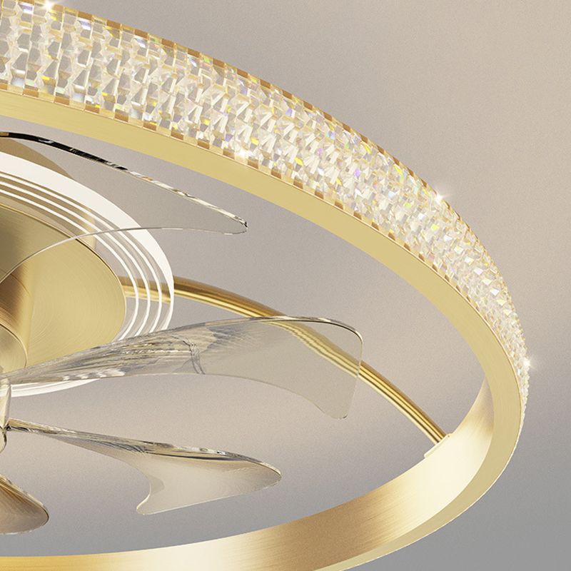 Modern Style Ceiling Fan Lamp Metal Ceiling Fan Lighting in Golden for Bedroom