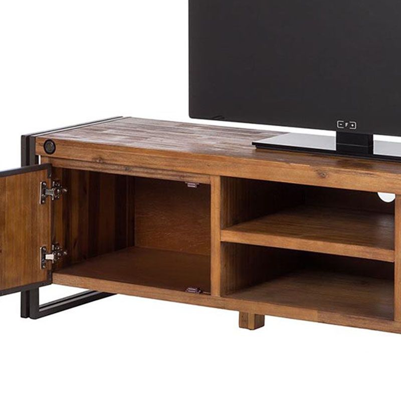 Industrial TV Media Console Solid Wood TV Media Stand with 2 Doors