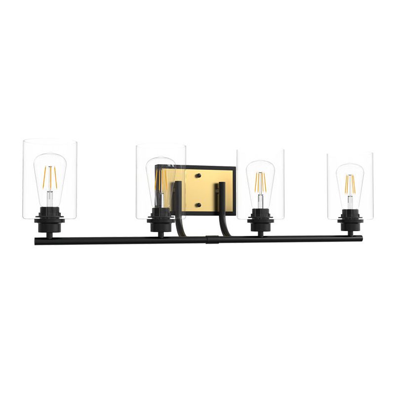 Glass Black Wall Lamp in Industrial Vintage Style Wrought Iron Wall Light for Bathroom