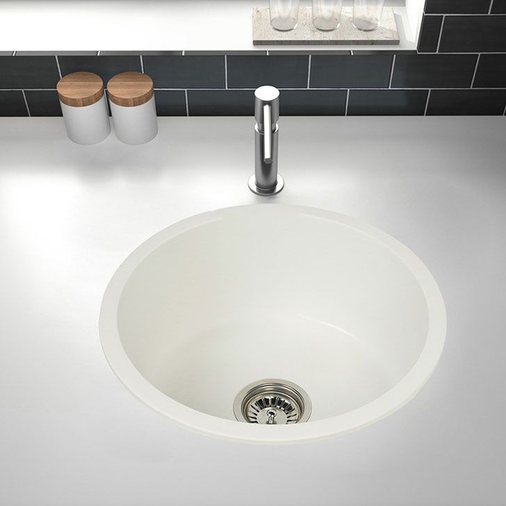 Modern Round Quartz Sink Solid Color Kitchen Sink with Faucet