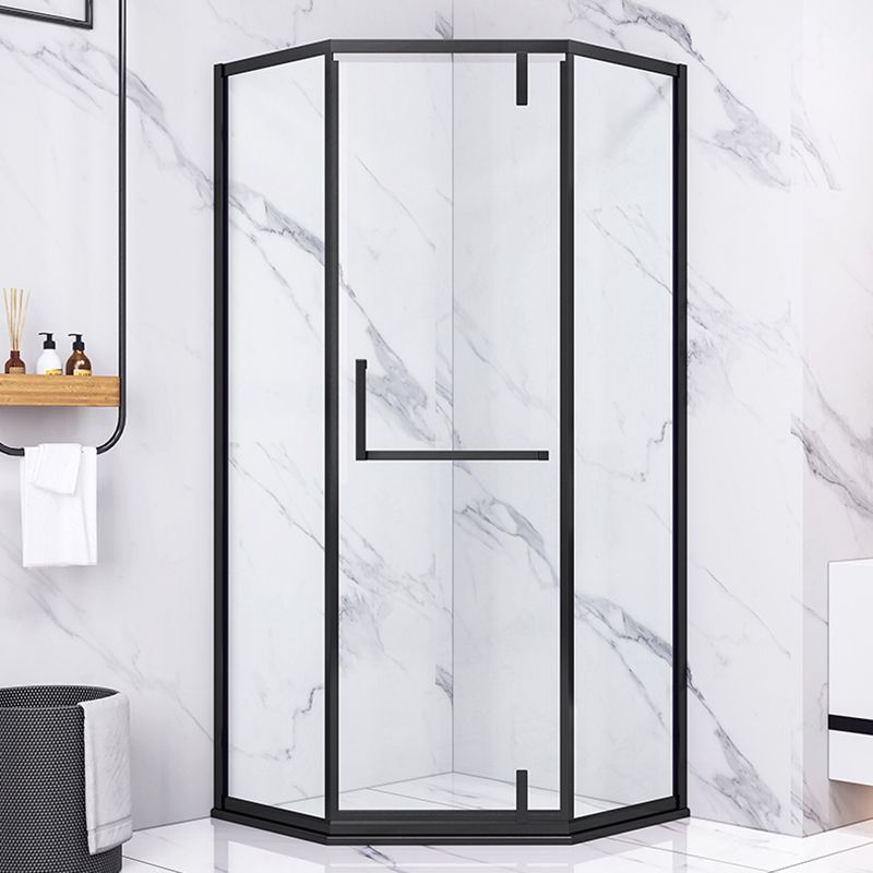 Transparent Pivot Shower Bath Door Silver and Black Frame Shower Door