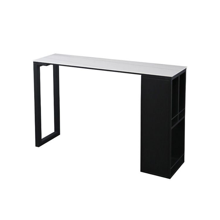 Gray White and Black Modern Style Bar Table in Marble and Metal Milk Tea Shop Bar Table