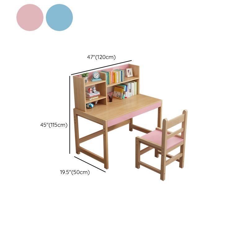 Modern Natural Children's Desk with Storage Shelves and 2 Drawers