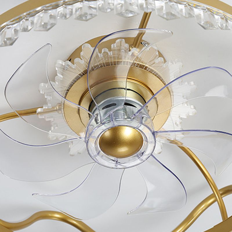 Modern Colorful Fan Light Metal Crown Shape LED Flush Mount Light for Bedroom