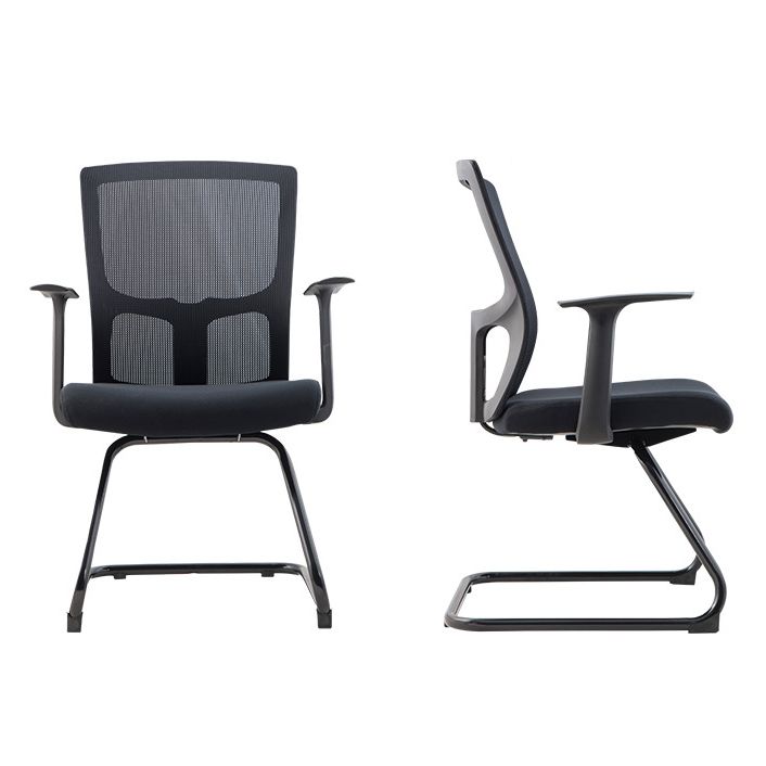 Modern Arms Included Chair Mid-Back Mesh Desk Chair in Black