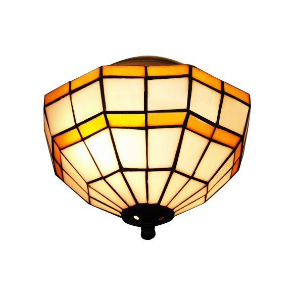 Mission plafonnier, Tiffany Style Semi Flush Mount Light avec teinte géométrique en vitraux