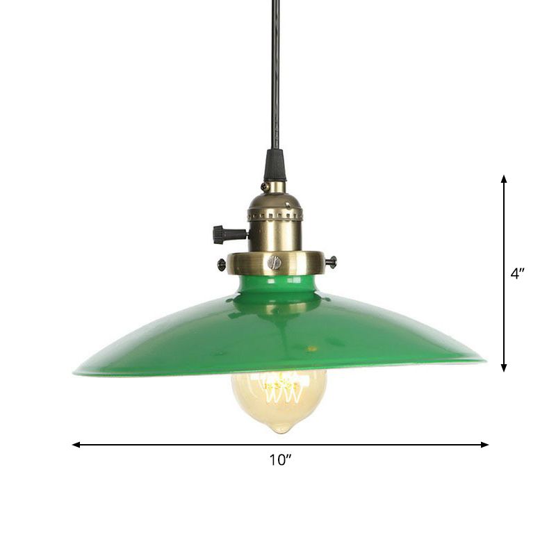 Pendre de suspension verte de fer Flat Flat 1 Light Loft Style Éclairage en suspension