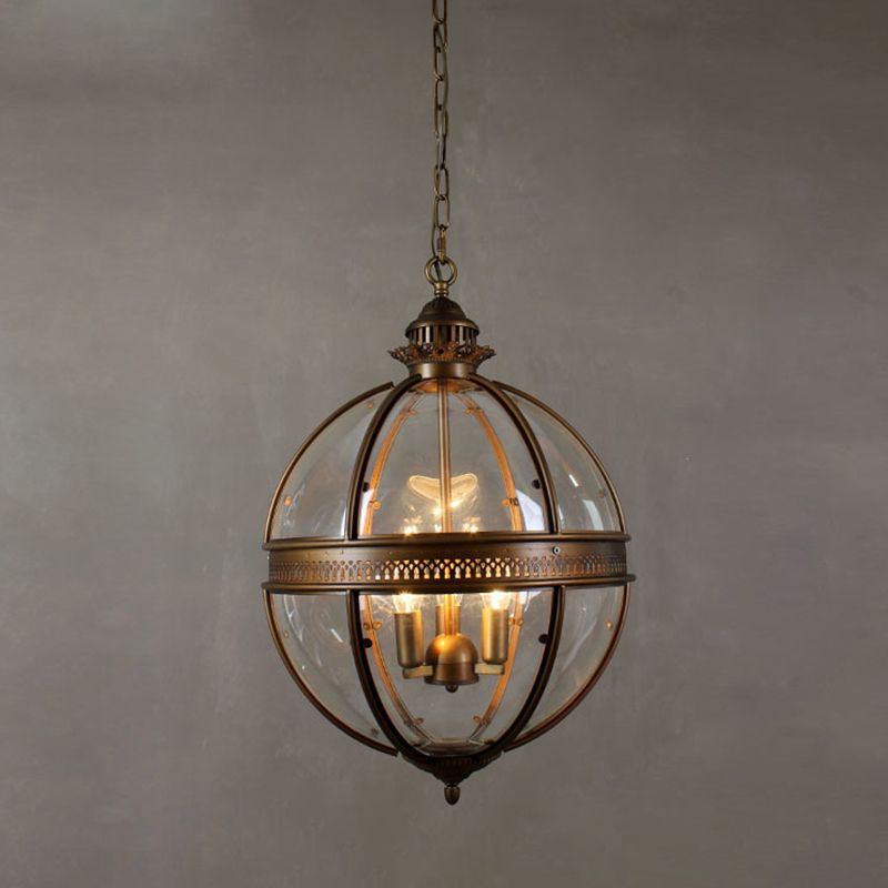 Globe Hanging Pendant Light Industrial Style Glass Pendant Light Fixtures for Restaurant