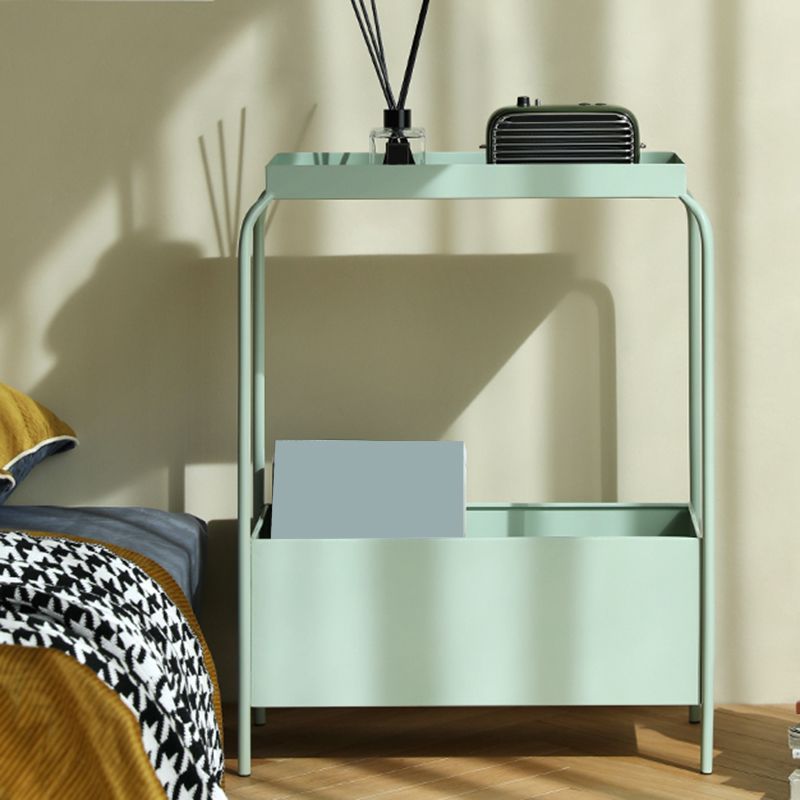 Modern Open Storage Nightstand Metal Shelf Included 26 Inch H Night Table with Legs