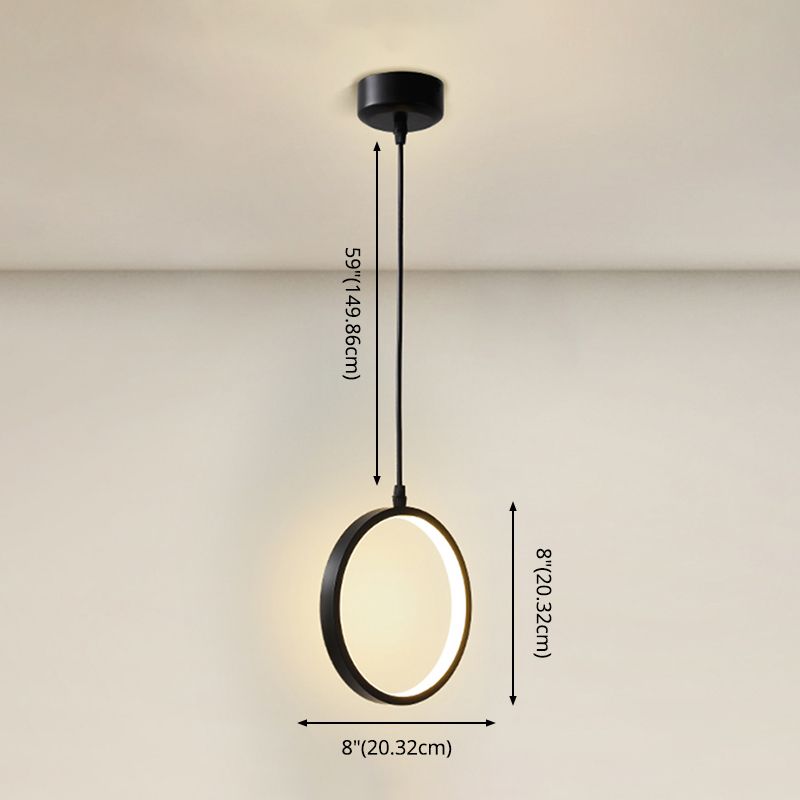 Luz de colgante colgante geométrico de estilo moderno de metal LED de techo colgante negro