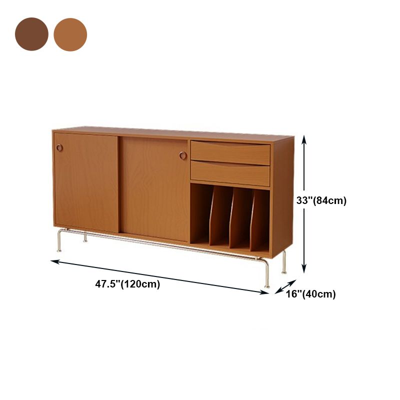 Sliding Door Pine Wood Sideboard Modern Credenza with Storage for Living Room