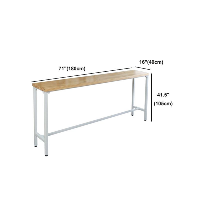 Pine Wood Bar Dining Table Modern Rectangle Bar Table with Trestle for Milk Tea Shop