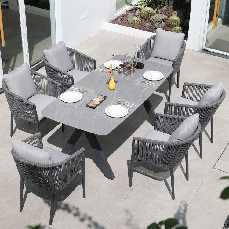 Contemporary Upholstered Outdoor Bistro Chairs Black Patio Dining Armchair