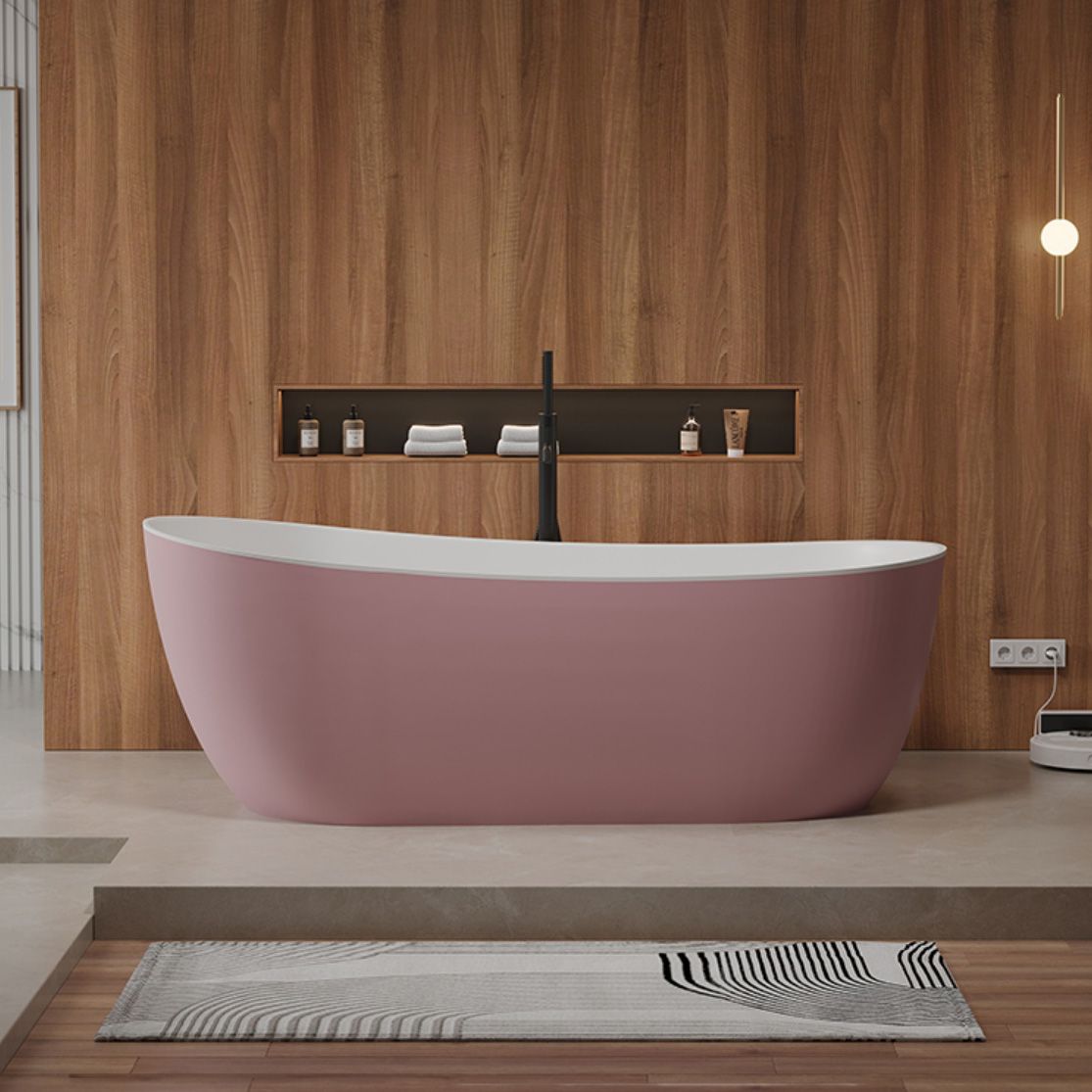 Modern Antique Finish Soaking Bathtub Stand Alone Oval Bath Tub