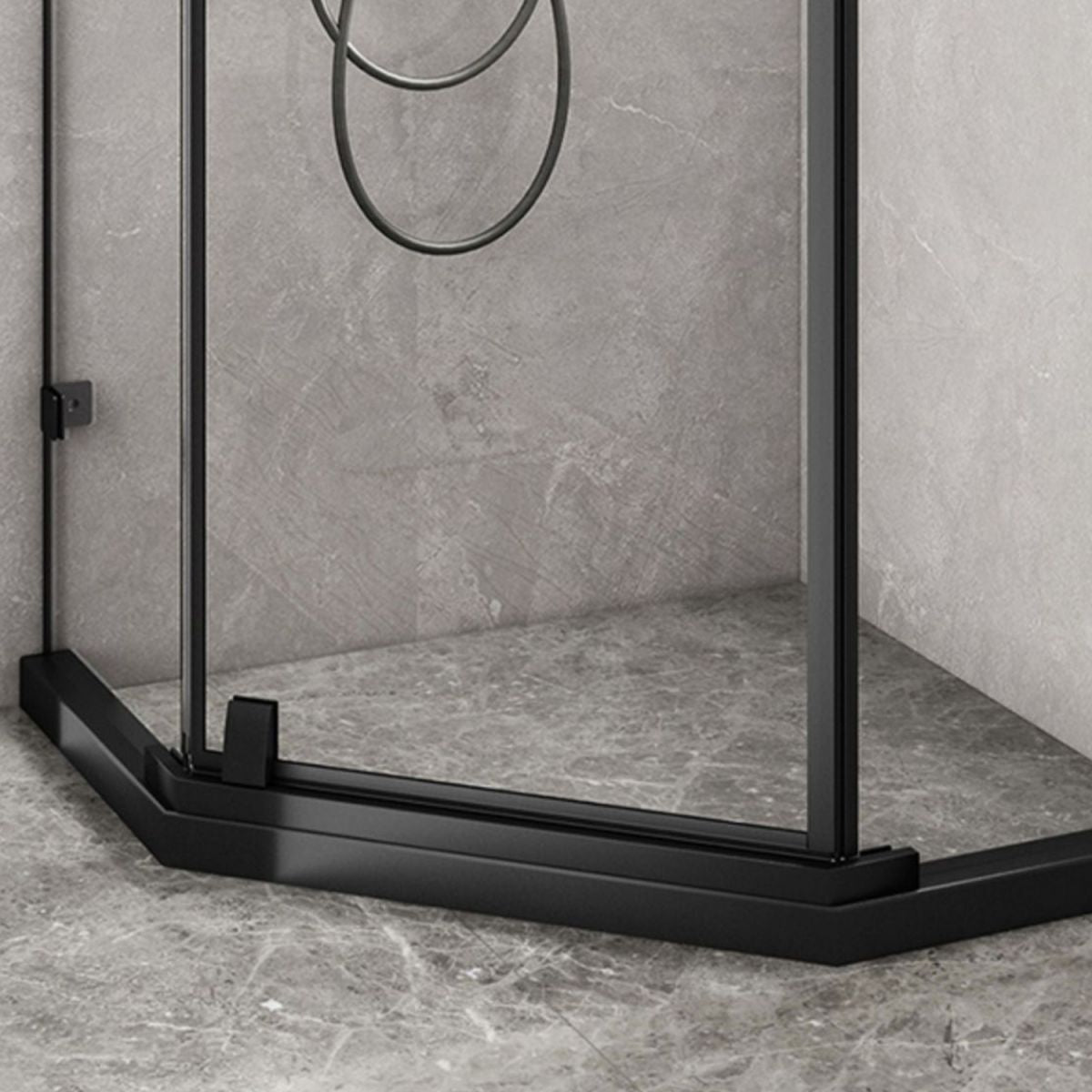 Neo-Angle Polished Glass Shower Enclosure Matt Black Frame Shower Stall