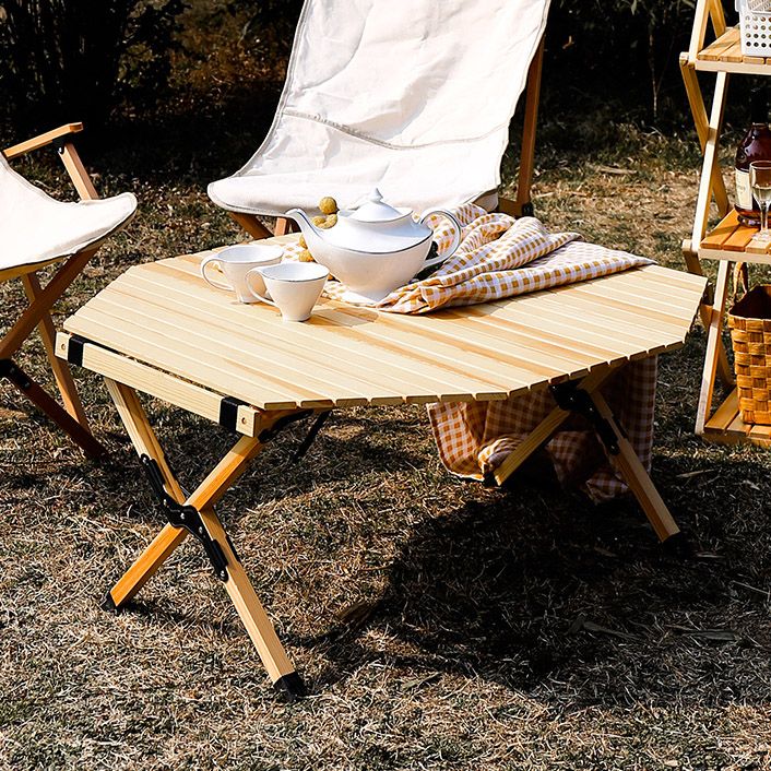 Modern Beech Wood Folding Table Outdoor Solid Wood Camping Table