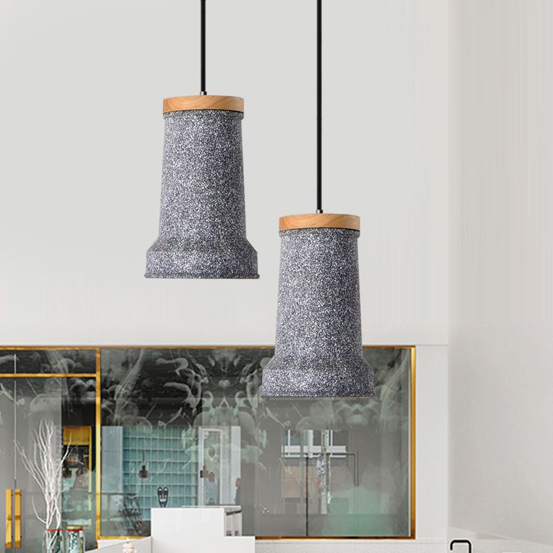 Cylindre noir / gris / blanc Hanging Light Industrial Ciment 1-Head Restaurant Pendant lampe