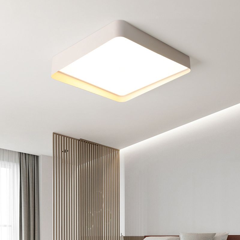 Contemporary LED Ceiling Lamp White Flush Light with Metal for Bedroom