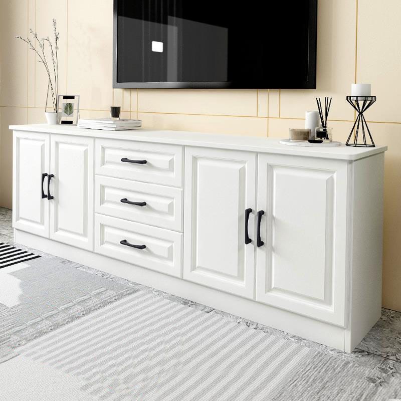 Scandinavian White TV Console Living Room TV Stand with Drawers and Cabinets