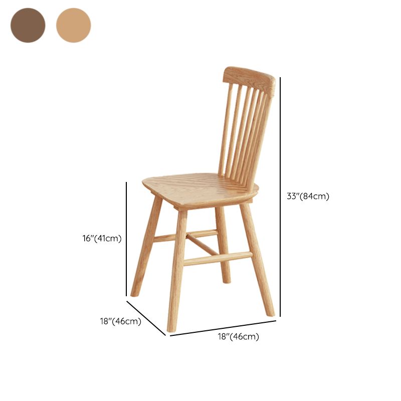 Modern Armless Backrest Wood Chair with Rubber Wood Legs for Dining Room