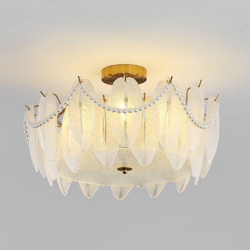 Household Ceiling Light Modern Glass Flush Mount Light Fixture for Bedroom