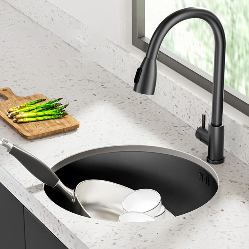 Modern Style Kitchen Sink Stainless Steel Round Kitchen Sink with Drain Strainer Kit