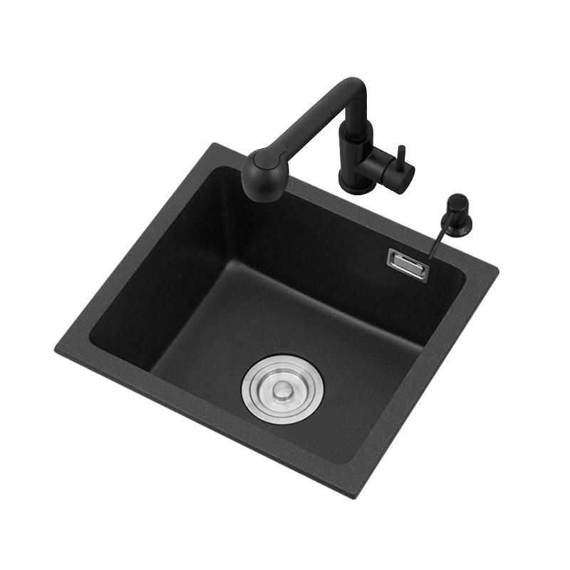 Modern Quartz Sink Black Faucet Kitchen Sink with Adjustable Tray