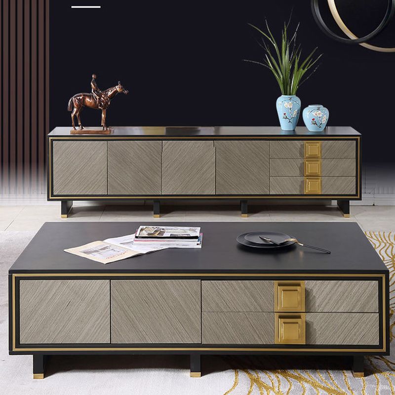 Glam Enclosed Storage TV Stand 3 Drawers and 4 Doors TV Cabinet