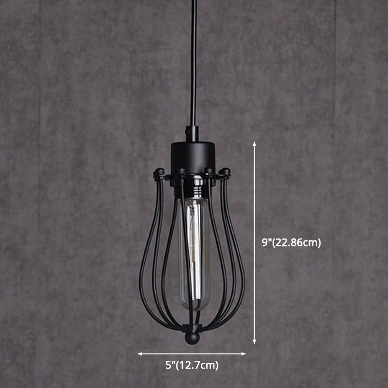 Industrial Style Cage Shade Hanging Pendant Light Metal Pendant Lighting Fixture