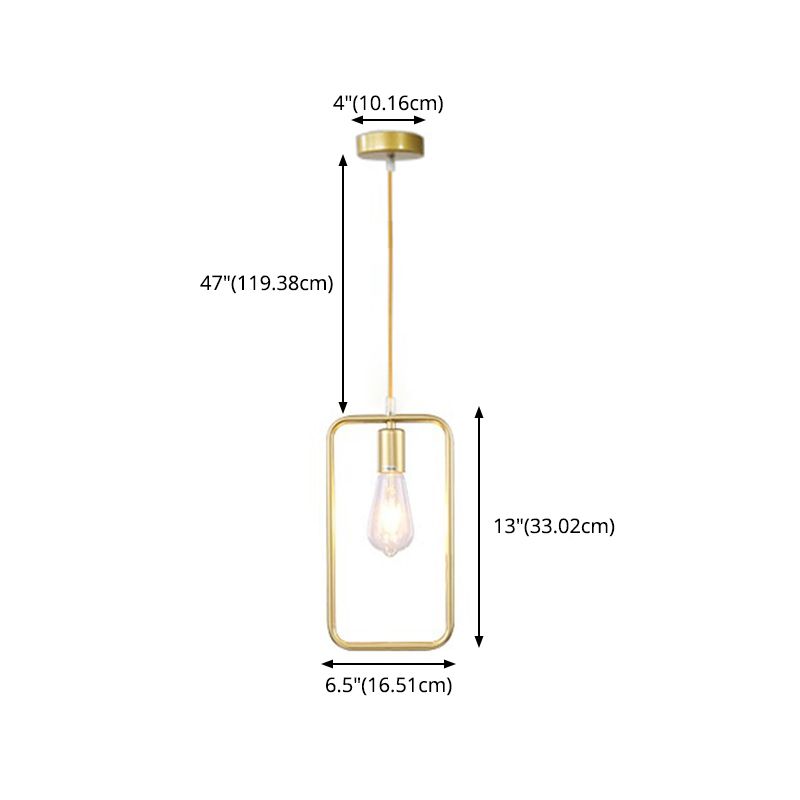 Colgante de suspensión geométrica de estilo loft 1 bulbo de metal colgante de metal en oro para comedor