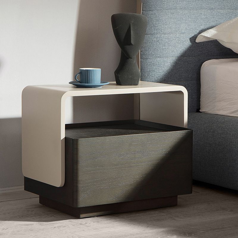 Engineered Wood Bedside Cabinet Modern Bed Nightstand with Drawer