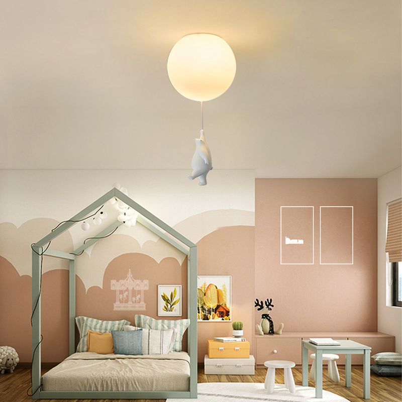 Luminaire de plafond encastré Globe pour enfants, plafonnier en verre à 1 lumière