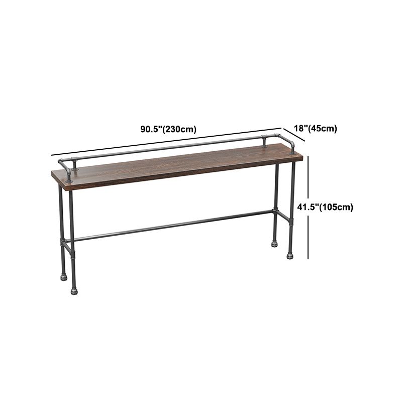 Pine Wood Top Bar Table Rectangular Industrial Bar Table with Trestle Base