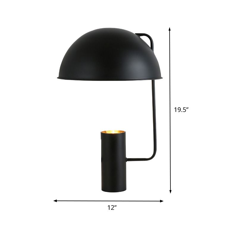 Hemisphere Nightstand Lamp Contemporary Metal 1 Bulb Reading Book Light in Black