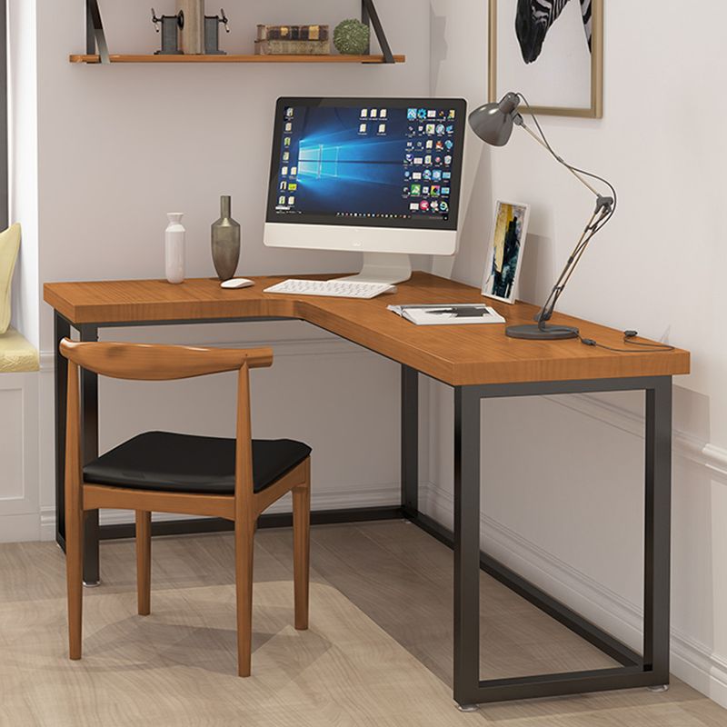 Contemporary Style Iron Office Desk L-Shape Writing Desk for Office