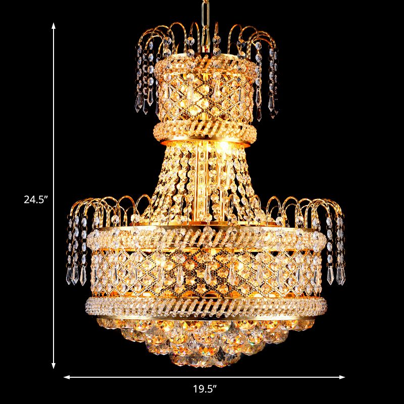 5/8 Lights Dining Room Chandelier Light Fixture Modern Gold Hanging Light with Mushroom Crystal Shade, 16"/19.5" Wide