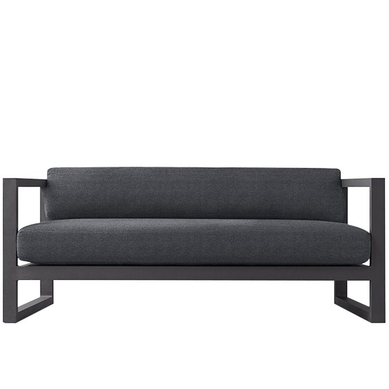 Contemporary Black Outdoor Patio Sofa Water Resistant Outdoor Patio Sofa