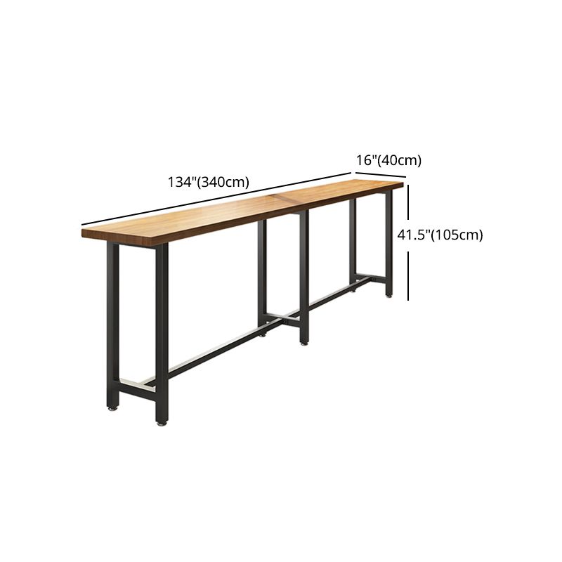 Pine Wood Bar Dining Table Industrial Bar Table with Trestle Base in Black