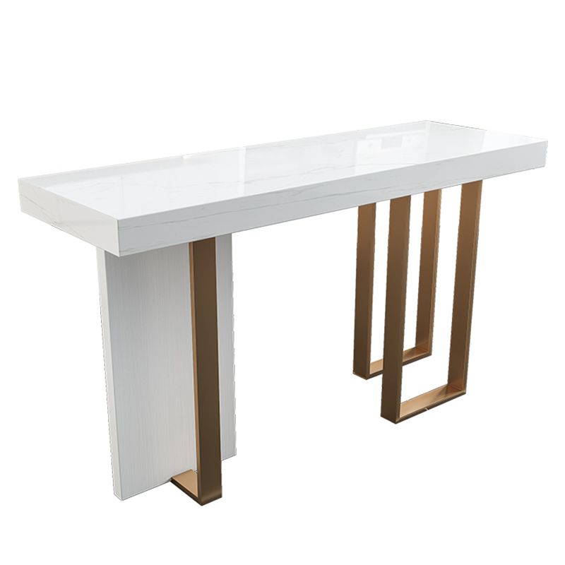 Contemporary Marble Bistro Accent Dining Table Double pedestal Indoor Patio Bar Table